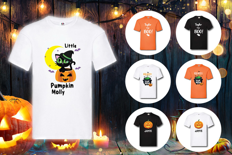 Personalised Halloween T-Shirt – Kids & Adult Sizes Deal Price £8.99