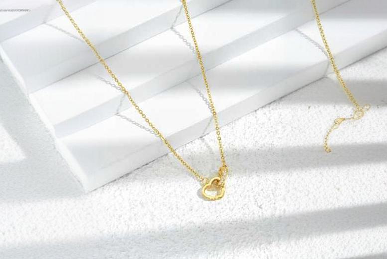 Gold Crystal Linked Heart Necklace Deal Price £6.99