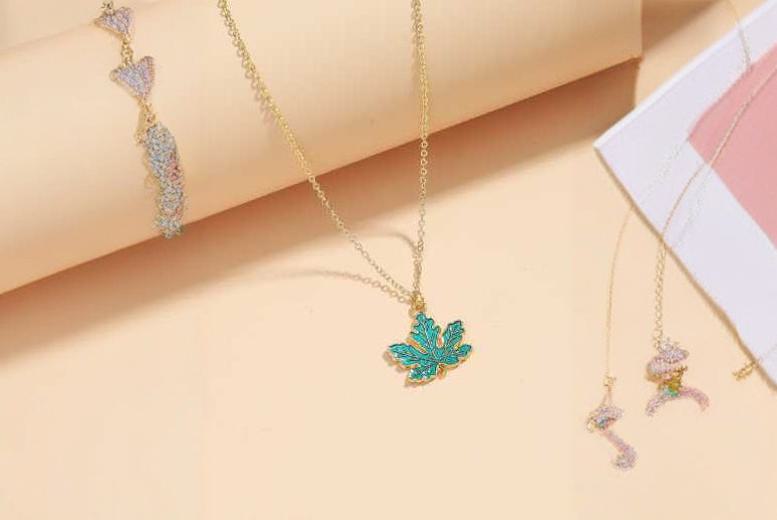 Silver-Tone Blue Maple Leaf  Necklace Deal Price £4.99