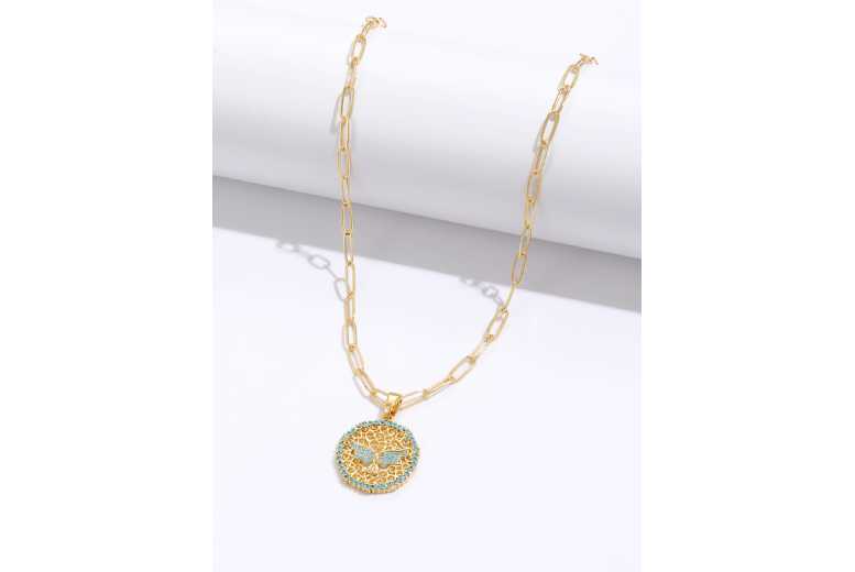 Gold-Tone Blue Bird Wings Necklace Deal Price £5.45