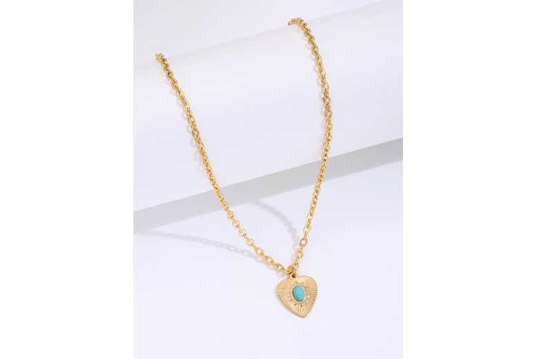 Gold Turquoise Heart  Necklace Deal Price £5.99