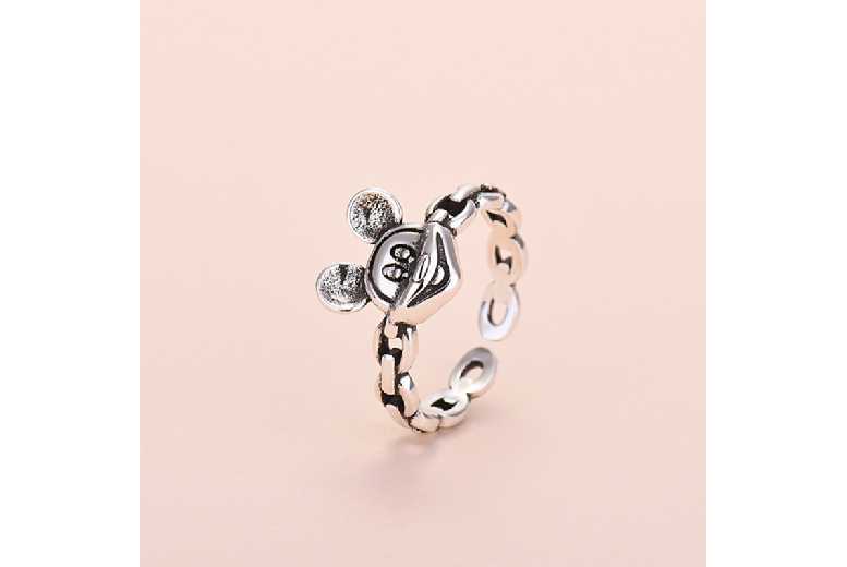 Silver Tone Mickey Adjustable Open Ring Deal Price £3.99