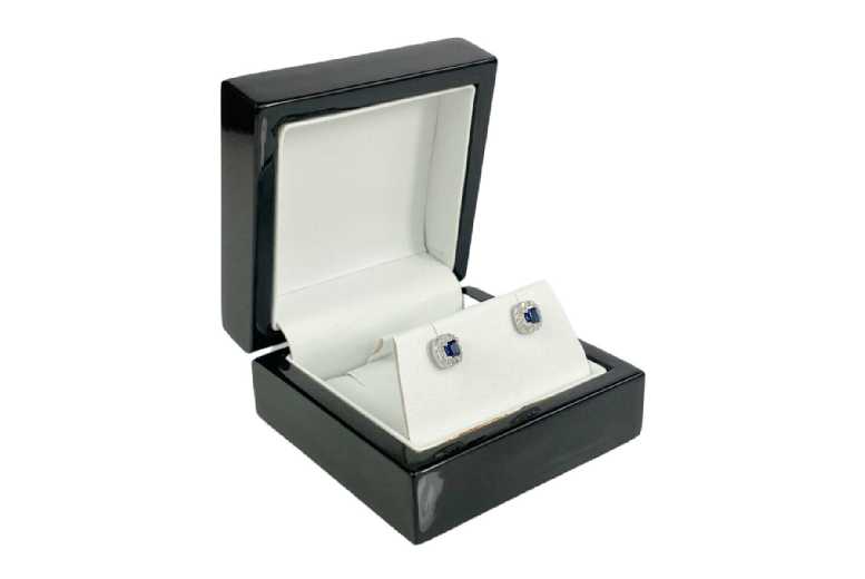 Square Cut Blue Sapphire Stud Earrings Deal Price £49.99