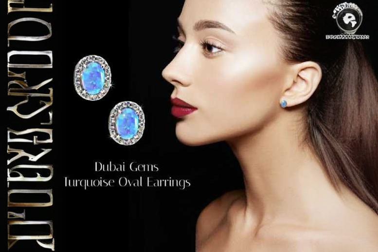 Turquoise Oval Stud Earrings Deal Price £39.99