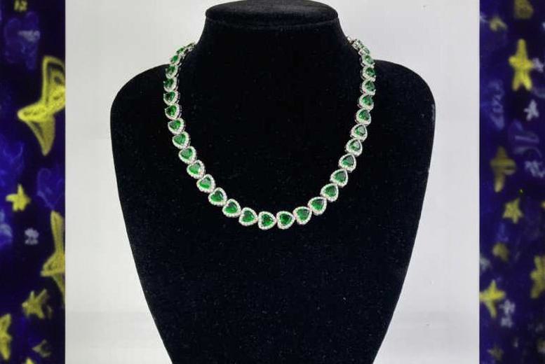 Emerald Clustered Heart Cut Necklace Deal Price £79.99