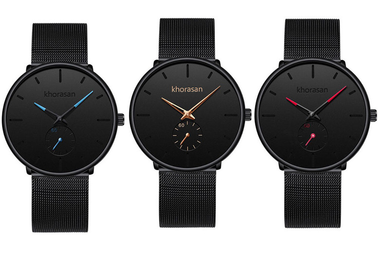 Khorasan Men's Minimalist Quartz Watch - Water-Resistant Stainless Steel Case, Mesh Strap, 40mm Dial | Wowcher