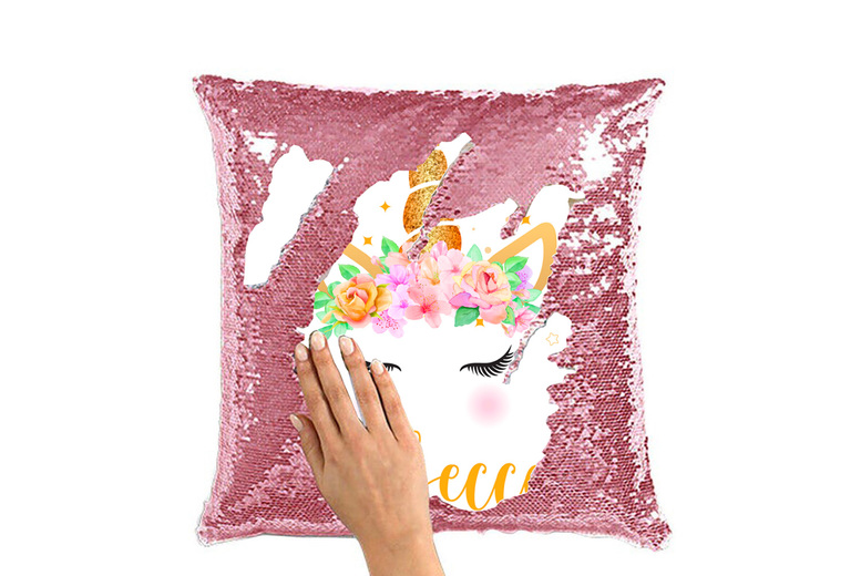 Personalised Magic Sequin Cushion Cover – 100% Polyester, Custom Name, 40cm x 40cm | Wowcher