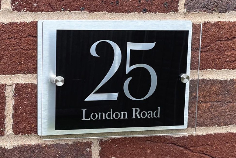 Modern Black Acrylic & Metal Door Sign – Contemporary Rectangular Living Room Wall Plaque | Wowcher