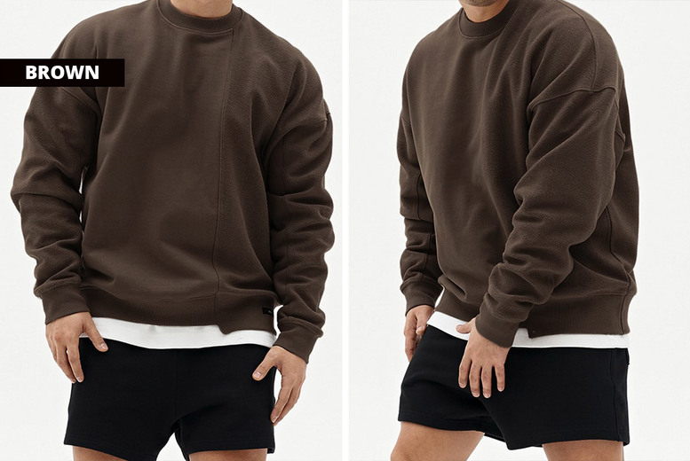 Men’s Oversized Patchwork Sweatshirt – Casual Streetwear, Cotton Blend | Wowcher