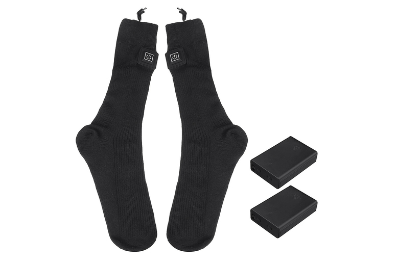 Unisex Black Thermal-Lined Heated Winter Socks – Breathable Cotton, One-Size-Fits-All | Wowcher