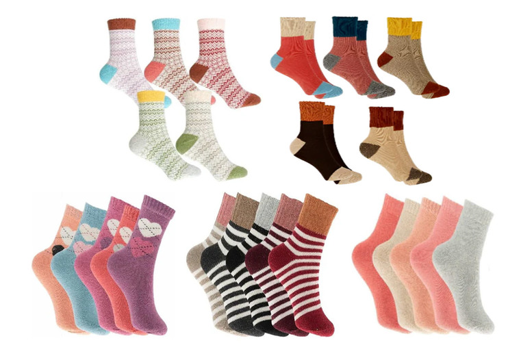 Black Women’s Wool-Blend Thick Socks – 5 Pairs! | Wowcher