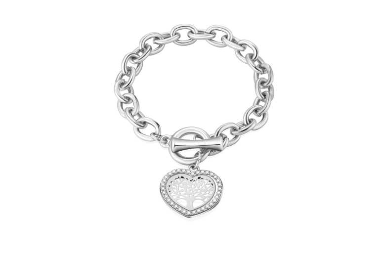 Christmas Crystal Jewelry Gift Set – Heart Necklace, Earrings & Bracelet, Silver-Tone, Multi-Piece, Elegant Design | Wowcher