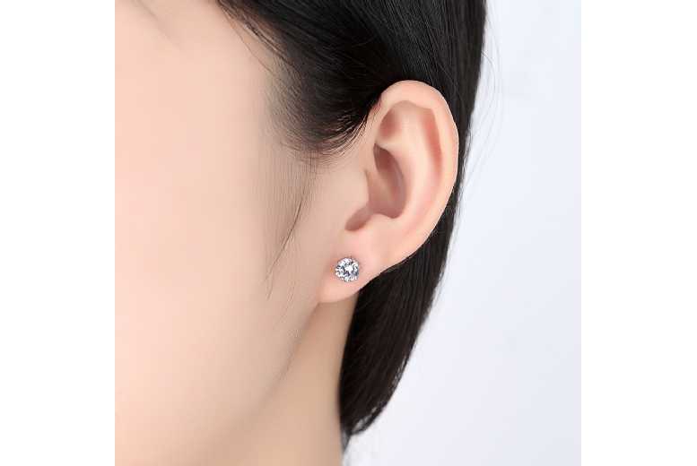 Sterling Silver Necklace & Earring Jewellery Gift Set – Crystal Accents, Xmas Box | Wowcher