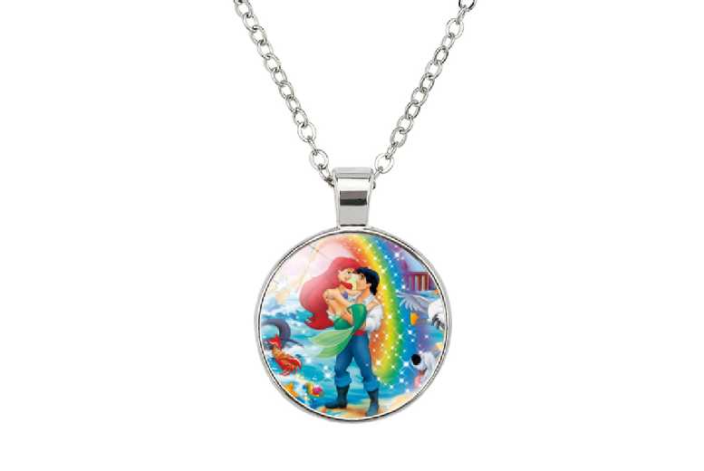 Disney Little Mermaid Ariel & Eric Adjustable Copper Pendant Necklace – Lightweight Statement Jewellery | Wowcher