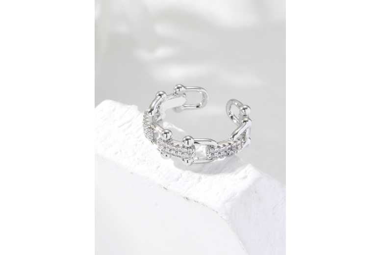 U Linked Crystal Silver Tone Open Ring | Wowcher U Linked Crystal Silver Tone Open Ring | Wowcher
