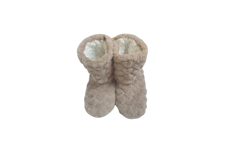 Unisex UK10-11 / KHAKI: A pair of fluffy slipper boots | Wowcher