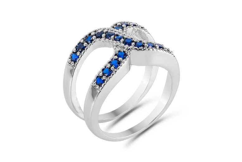 Stunning Blue Cubic Infinity Gemstone Ring | Wowcher