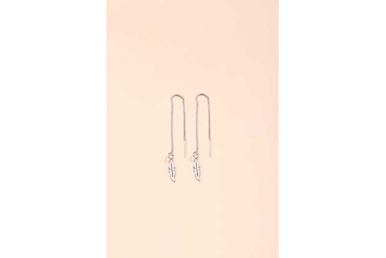Stunning Silver Leaf Threader Earrings | Wowcher