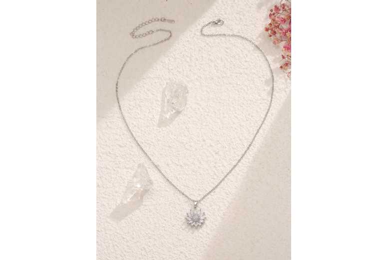 Sunflower Sparkle Silver Necklace | Wowcher Sunflower Sparkle Silver Necklace | Wowcher