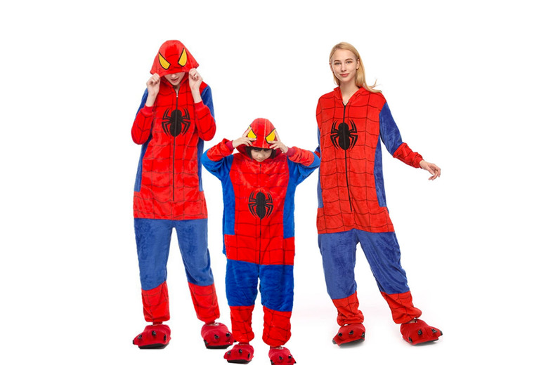 Kids & Women’s Spiderman Onesie – Soft Cotton Blend, Machine Washable, Ages 2-12, Fun Superhero Print | Wowcher