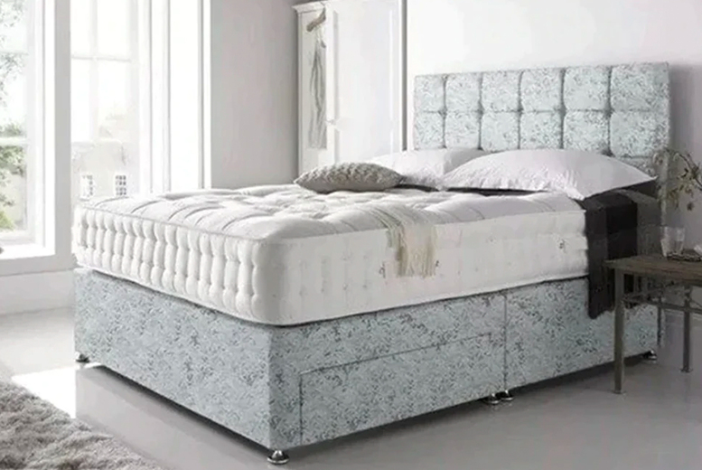 From £170 instead of £454 for a silver crushed velvet small single divan bed set with free orthopaedic mattress from Furnishop – save up to 63% From £170 instead of £454 for a silver crushed velvet small single divan bed set with free orthopaedic mattress from Furnishop – save up to 63%