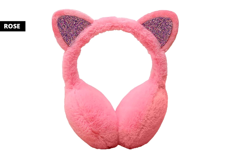 Glitter Kitty Plush Fluffy Earmuffs – 8 Colour Cat Ear Options | Wowcher