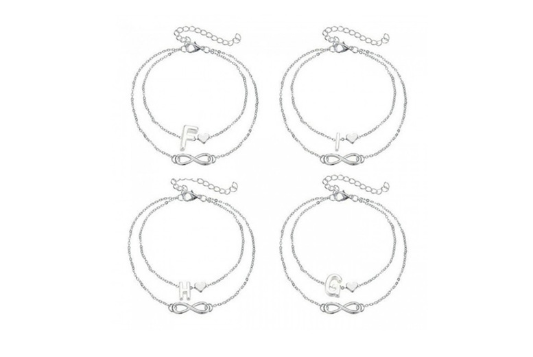 Personalised Infinity Heart Anklet – Custom Initial, Adjustable, Hypoallergenic For Her | Wowcher