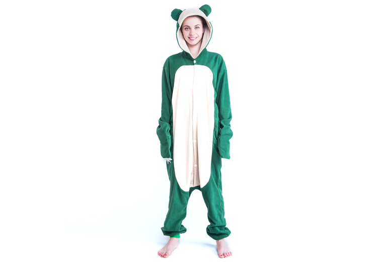 Unisex Green Novelty Cartoon Fleece Onesie – Unisex, Hooded Pyjamas, S-XL, 2 Colours | Wowcher