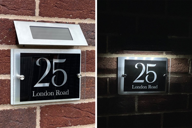 Personalised Solar LED Outdoor House Sign – Weatherproof, Easy Install, 5 Designs | Wowcher