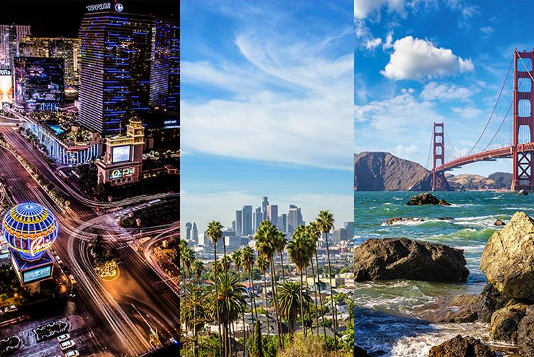 A San Francisco, Los Angeles & Las Vegas multi-city hotel stay with return flights from four airports. From £799pp for a seven-night stay, from £899pp for a nine-night stay, or secure your holiday with a deposit from £199pp A San Francisco, Los Angeles & Las Vegas multi-city hotel stay with return flights from four airports. From £799pp for a seven-night stay, from £899pp for a nine-night stay, or secure your holiday with a deposit from £199pp