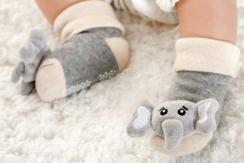 Baby’s Animal Non-Slip Socks – Soft Plush, Anti-Slip, 0-12 Months, Cute Animal Designs | Wowcher