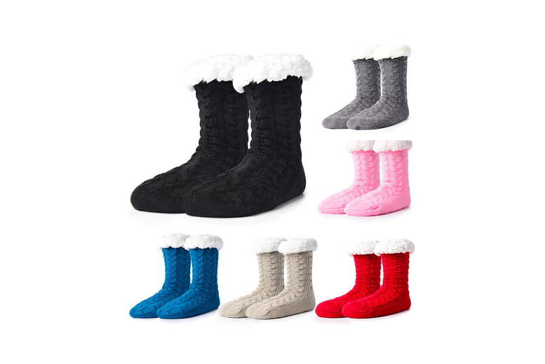 Women'S Cosy Fleece Lined Slipper Socks - 7 Colours! - Blue | Wowcher