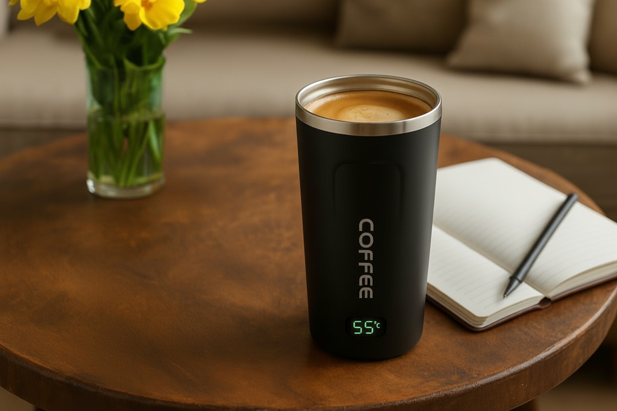 Smart LED Thermos Flask - Temperature Display, Stainless Steel, 380ml/510ml, Sleek Travel Mug | Wowcher