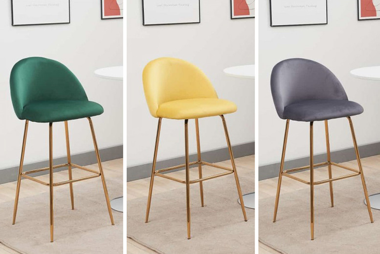 £129.99 instead of £219.99 for 2x Aurora Velvet Bar Stool Set from Tudor Furniture – save 41% £129.99 instead of £219.99 for 2x Aurora Velvet Bar Stool Set from Tudor Furniture – save 41%