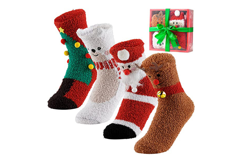 Festive Fluffy Christmas Socks Gift Set – 4 Cosy Designs for All Ages | Wowcher Festive Fluffy Christmas Socks Gift Set – 4 Cosy Designs for All Ages | Wowcher