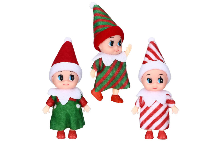 Christmas Miniature Elf Twins Set – Traditional Festive Ornaments, 2pc or 3pc Options | Wowcher