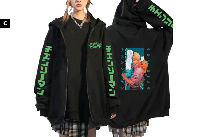 Unisex XL / STYLE C:  An anime Chainsaw Man  zip up hoodie | Wowcher