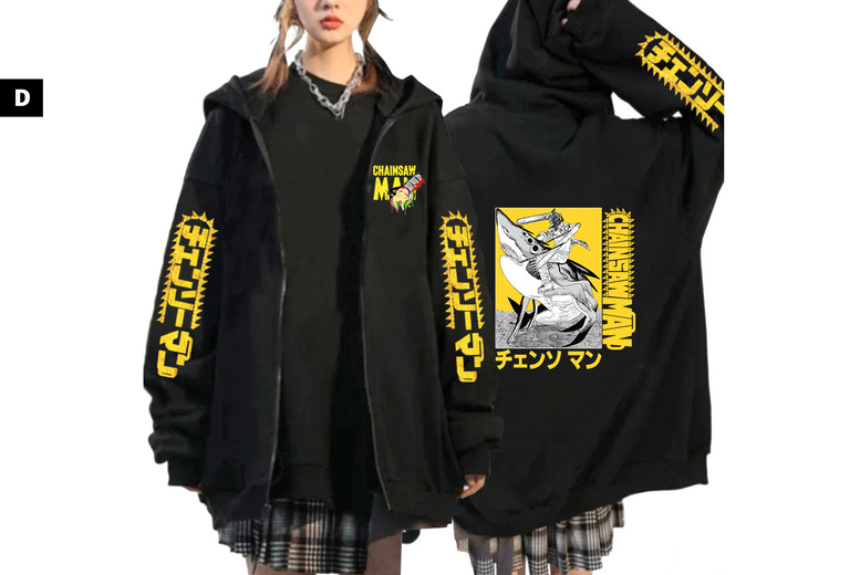 Unisex XL / STYLE D:  An anime Chainsaw Man  zip up hoodie | Wowcher