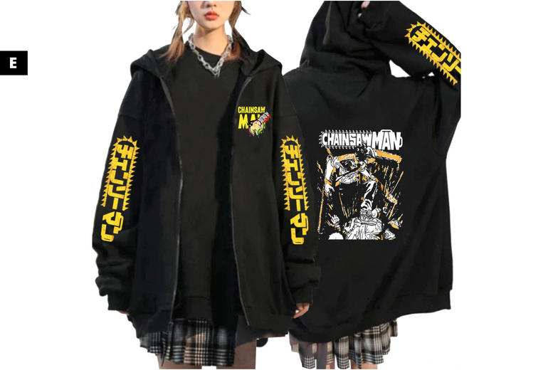 Unisex XL / STYLE E:  An anime Chainsaw Man  zip up hoodie | Wowcher
