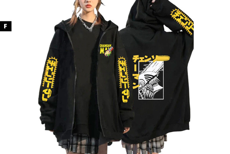 Unisex XL / STYLE F:  An anime Chainsaw Man  zip up hoodie | Wowcher