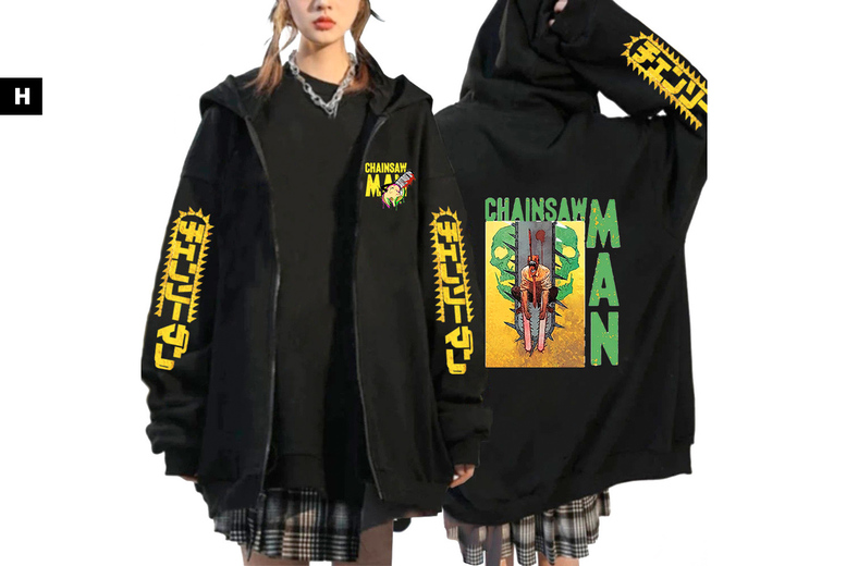 Unisex XL / STYLE H:  An anime Chainsaw Man  zip up hoodie | Wowcher