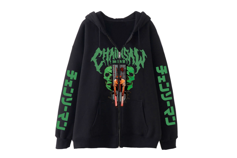 Unisex Black Anime Chainsaw Man  Lightweight Zip Up Hoodie – Unisex Cosy Outerwear, 8 Styles, Polyester Blend Jacket | Wowcher