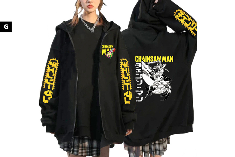 Unisex XL / STYLE G:  An anime Chainsaw Man  zip up hoodie | Wowcher