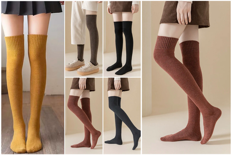 Women’s Winter Thigh High Socks – 5 Colours