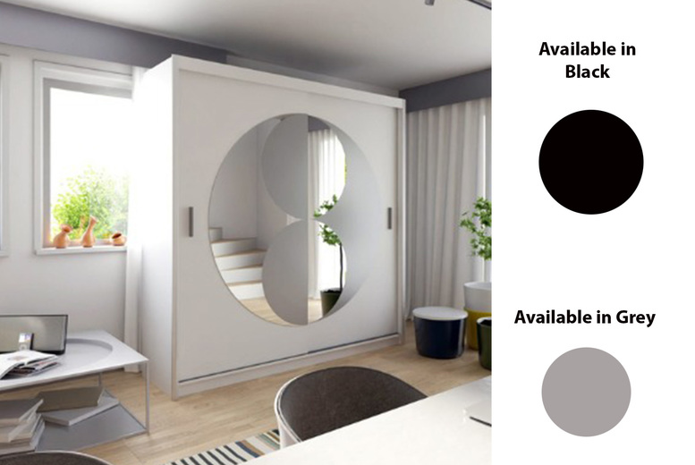 £419 instead of £799 for a Rio Sliding Doors Mirror Wardrobe – 2 Sizes £419 instead of £799 for a Rio Sliding Doors Mirror Wardrobe – 2 Sizes