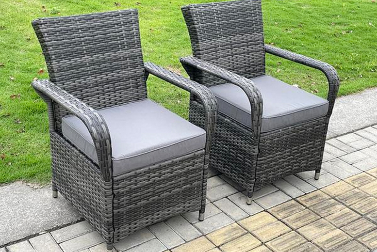 £199 instead of £299 for a two-seater rattan garden furniture dining chair set from Fimous – save 33% £199 instead of £299 for a two-seater rattan garden furniture dining chair set from Fimous – save 33%