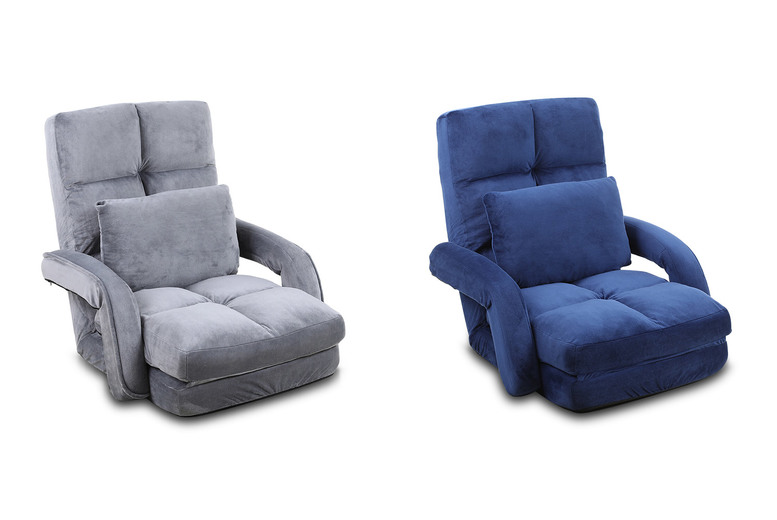 Adjustable Padded Floor Chair with Pillow – Grey or Dark Blue! Adjustable Padded Floor Chair with Pillow – Grey or Dark Blue!