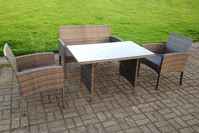 £219 instead of £402.93 a mixed grey four seater polyrattan garden furniture set from Fimous – save 46% £219 instead of £402.93 a mixed grey four seater polyrattan garden furniture set from Fimous – save 46%