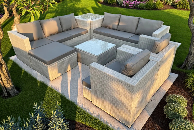Weather-Resistant Rattan 9-Seater Lounge Set | Wowcher Weather-Resistant Rattan 9-Seater Lounge Set | Wowcher