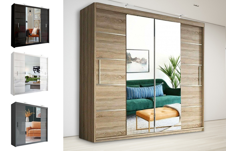 £349 instead of £799.99 for a Lisbon Sliding Wardrobe 3 Sizes 4 Colors £349 instead of £799.99 for a Lisbon Sliding Wardrobe 3 Sizes 4 Colors